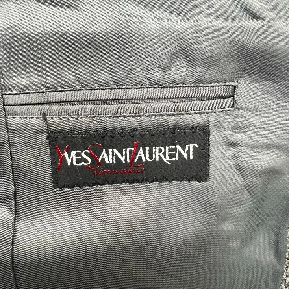 VTG Yves Saint Laurent France Men's 100% Virgin Wool Grey 36 Tweed‎ Blazer Coat